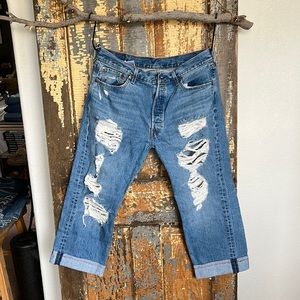 Levi’s 501’s, cropped capri length. Waist 36